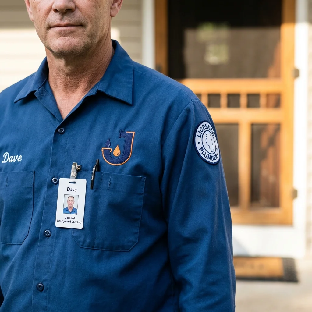 Licensed plumber showing ID badge in Show Low, AZ