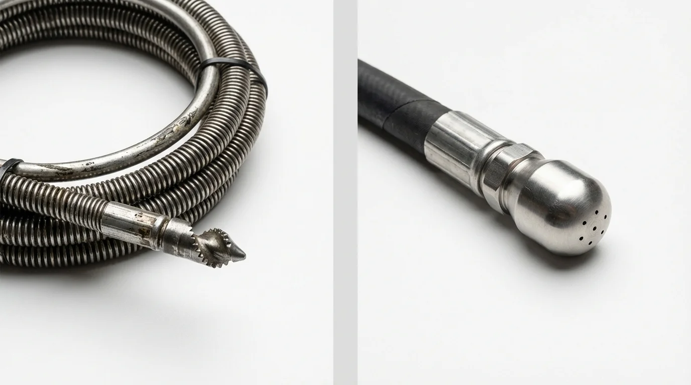 Drain snake cable and hydro jetting nozzle used for drain cleaning in Show Low, AZ