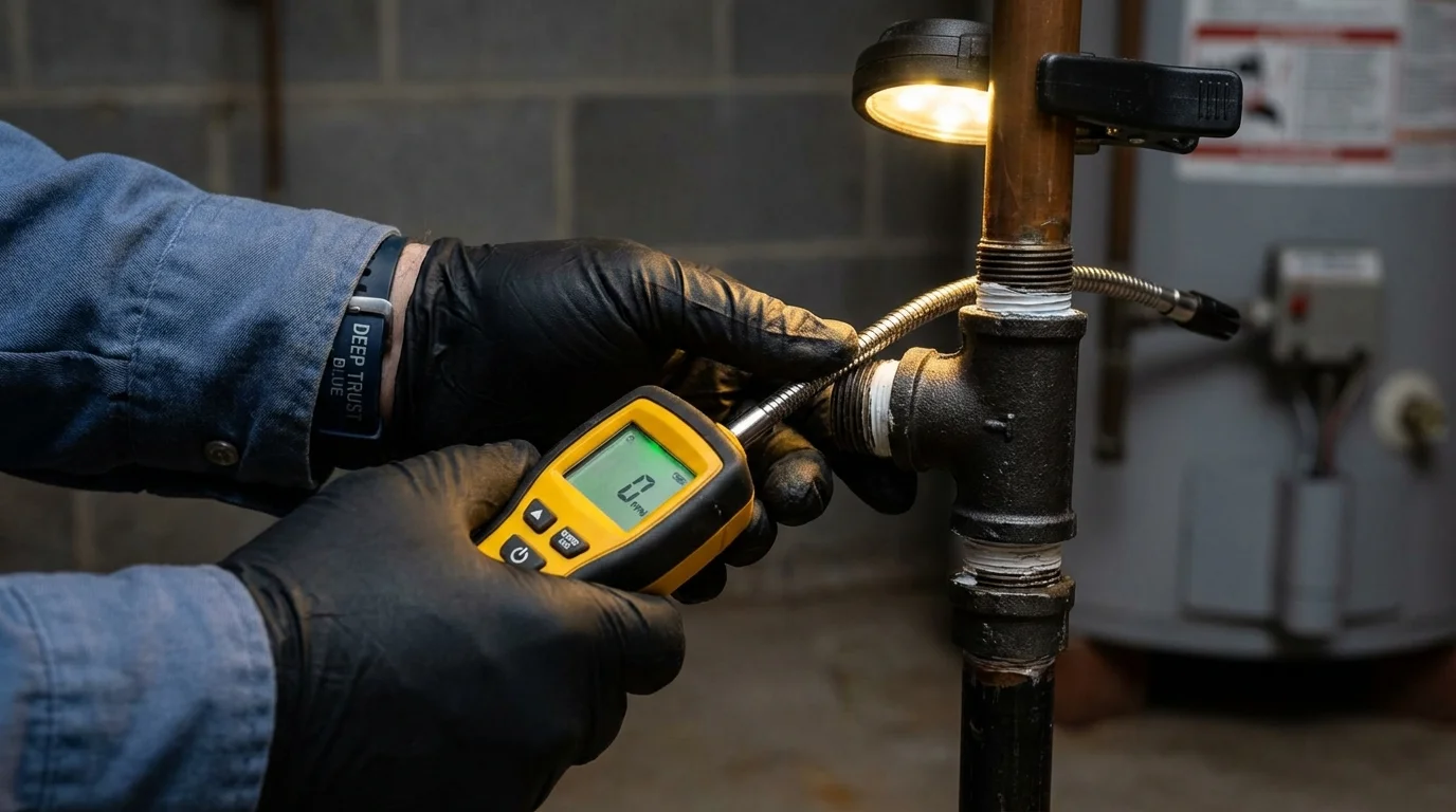Gas leak detection with electronic sniffer by Johns Plumbing LLC in Show Low