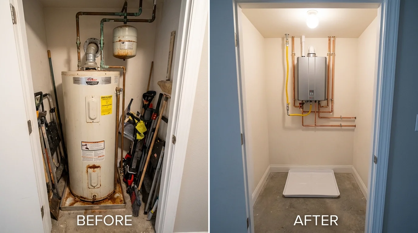 Tank water heater versus wall-mounted tankless unit comparison for Show Low, AZ homeowners